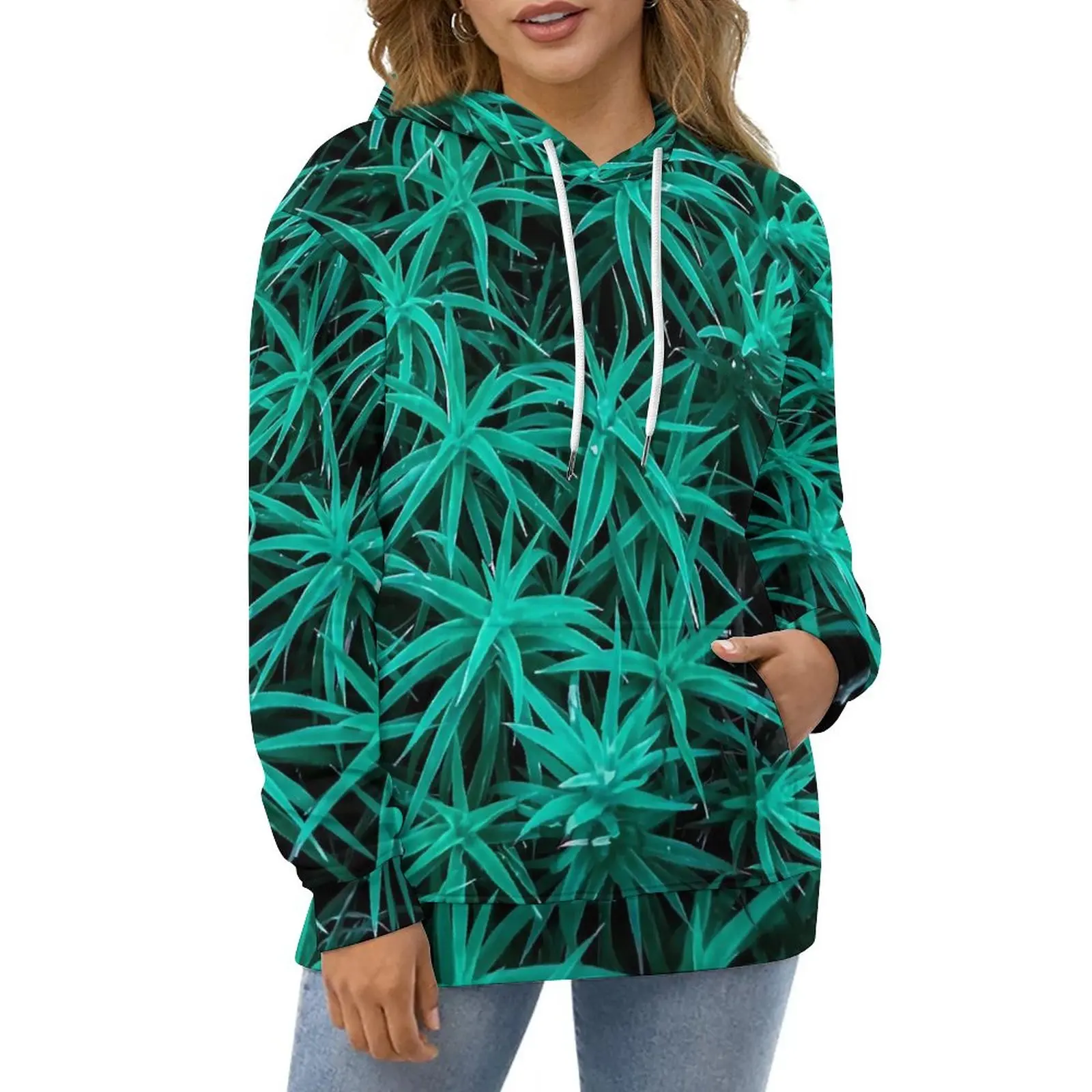 

Forest Moss Hoodies Green Leaves Print Streetwear Casual Pullover Hoodie Long Sleeve Kawaii Design Sweatshirts Big Size 5XL 6XL