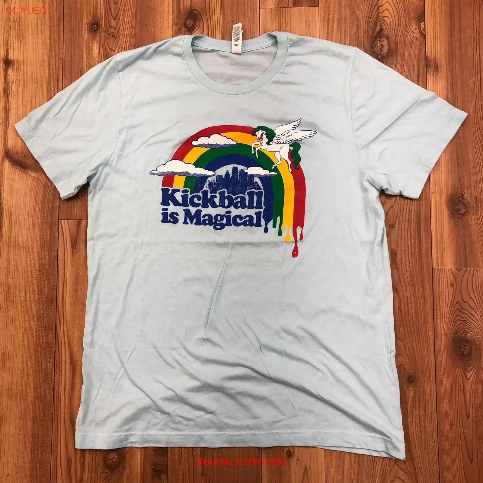 Футболка Bella Canvas светло-голубой с единорогом Rainbow Kickball Is Magical Graphic Adul