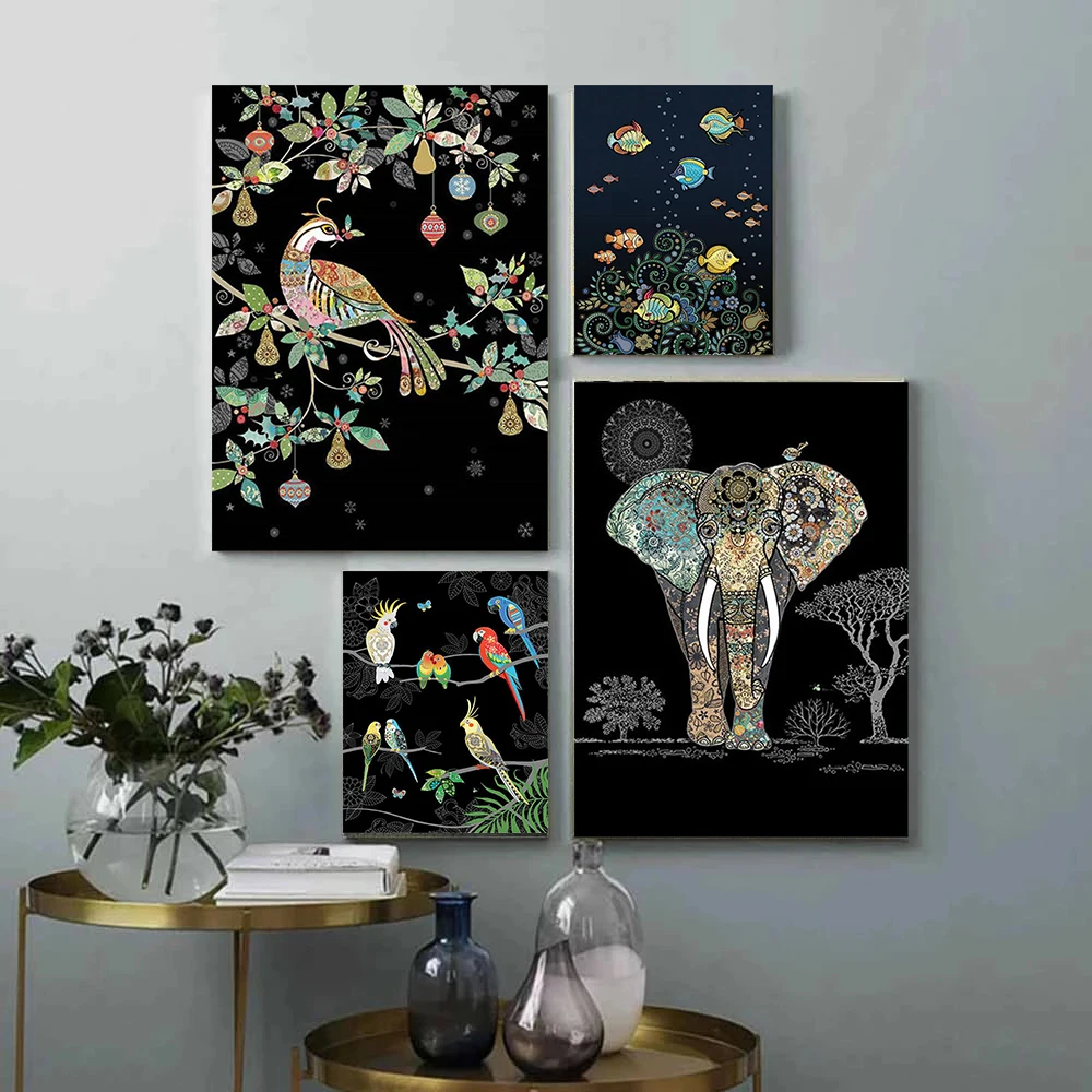 GATYZTORY Рисование по номерам кот рисование на холсте ручная роспись слон искусство