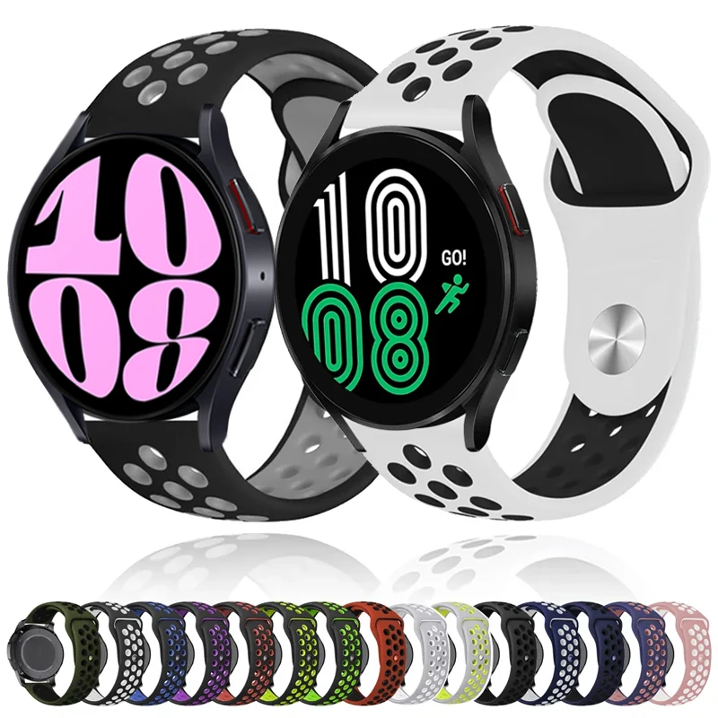 Ремешок силиконовый для Samsung Galaxy Watch 6/5/pro/4/4 Classic 47/46/42/40/43/44 мм спортивный браслет