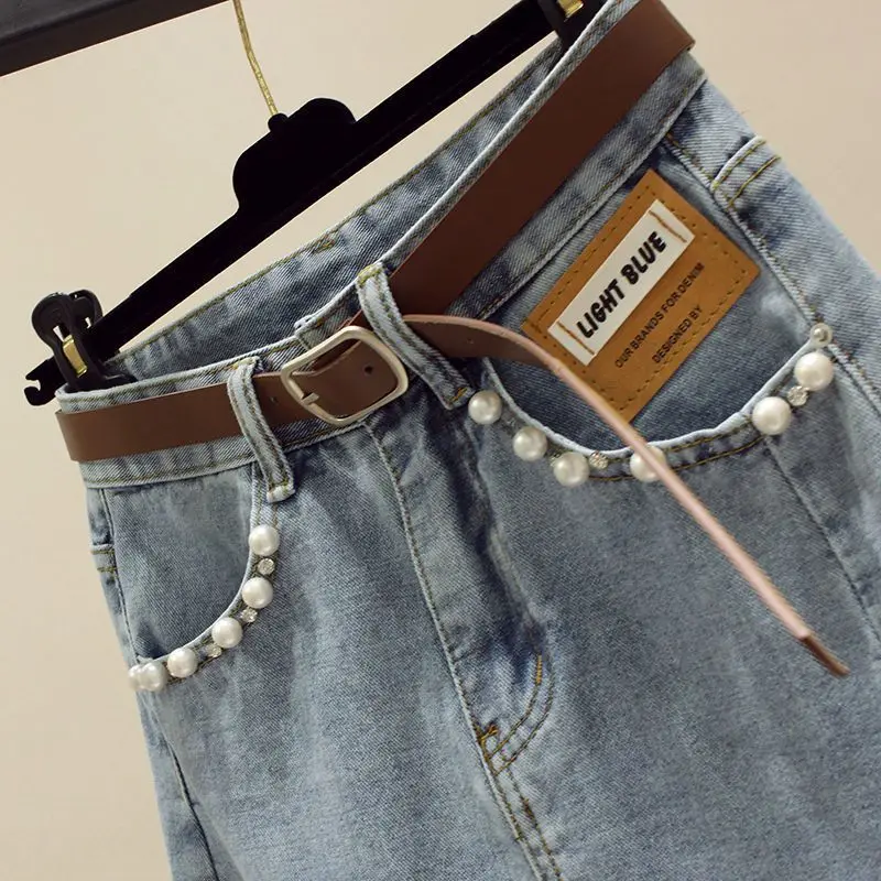 Женская джинсовая юбка до колен с разрезом уличная одежда в стиле Харадзюку лето