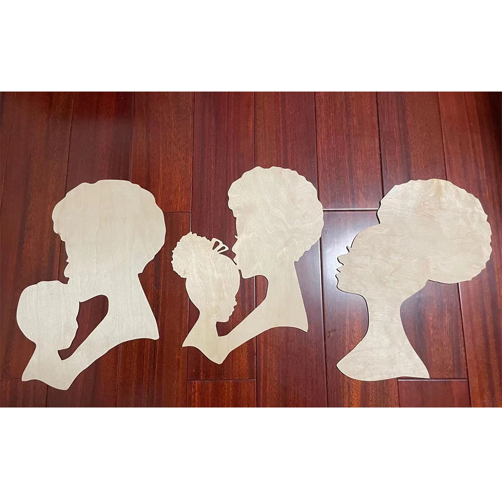 

Wood Chips Head Silhouette Mother'S Day Wooden Wreath Template DIY Craft Home Decoration Party Handcraft Wood Chips
