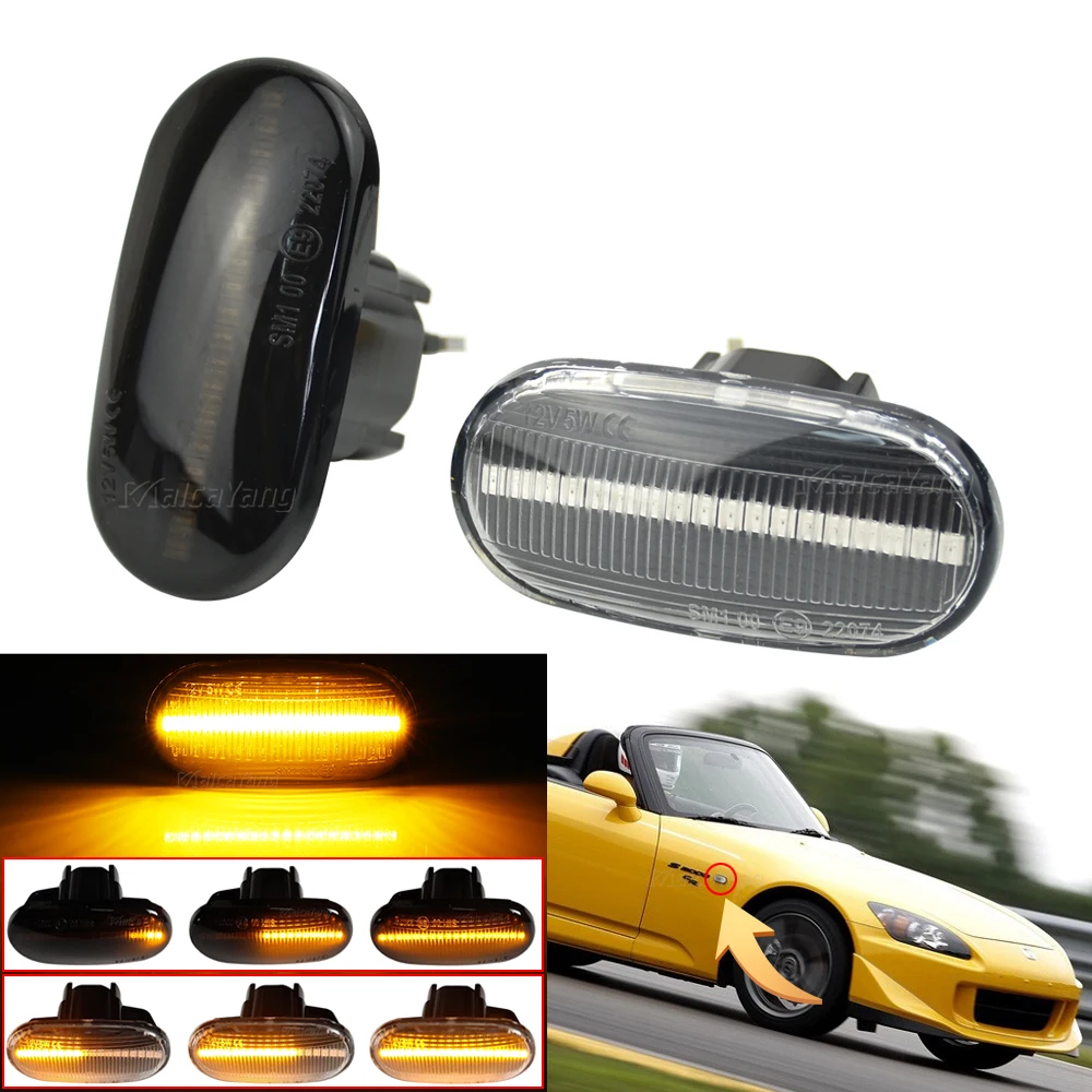 

2PCS LED Dynamic Turn Signal Side Marker Light Sequential Blinker For Honda Acura CRX Civic Del Fit Integra Prelude 33801-S2AJ02