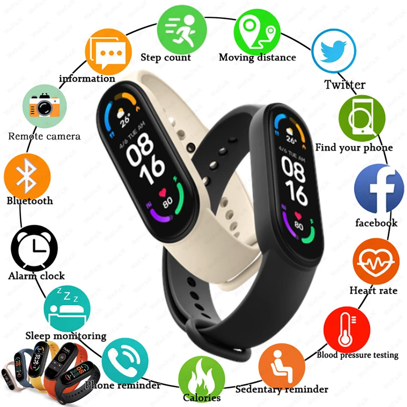 

2021 Global Version M6 Band Smart Watch Men Women's Smartwatch Fitness Sport Bracelet For Apple Huawei Xiaomi Smartband Watches