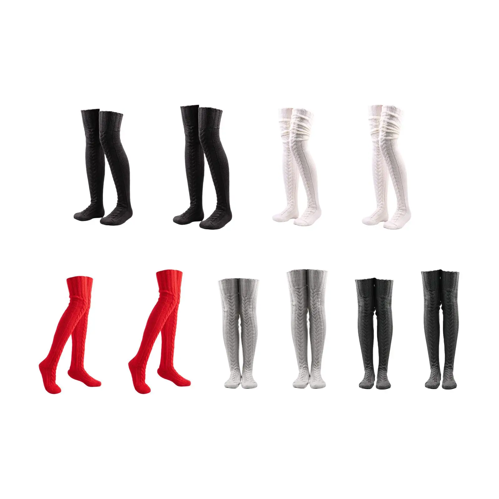 

Cable Knit Leg Warmers Legging Stocking Long Leg Sleeping Socks Thigh High Socks Over The Knee Knit Boot Socks for Party Home