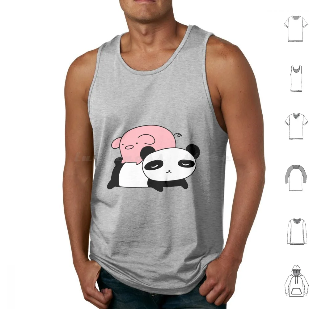 

Little Piggy And Panda Tank Tops Print Cotton Panda Pandas Sploot Sploots Panda Bear Panda Bears Giant Panda Giant Pandas