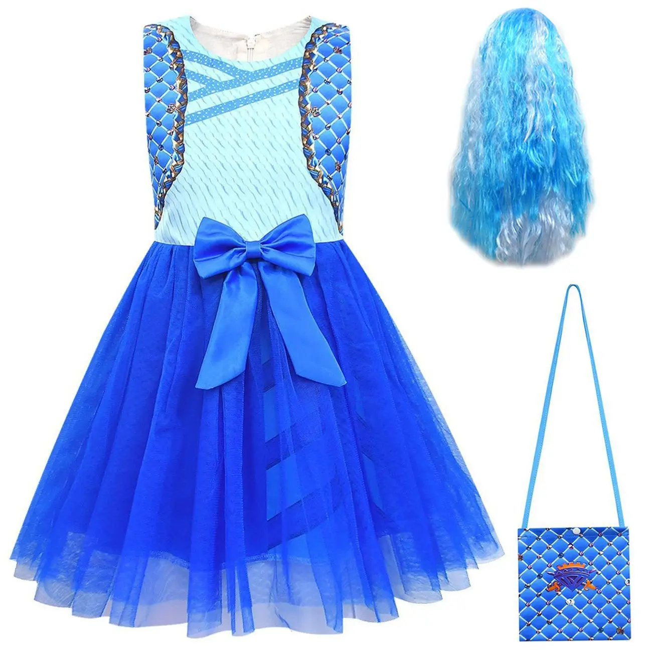 Детская одежда костюм голубого цвета для косплея жилет без рукавов с бантом