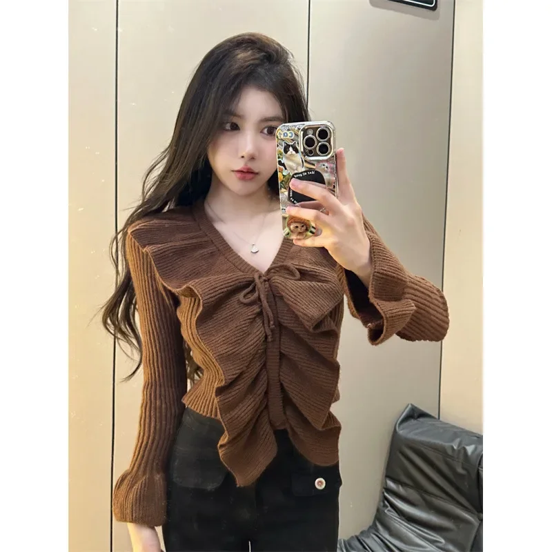 Женский свитер с длинным рукавом вязаный Топ во французском стиле