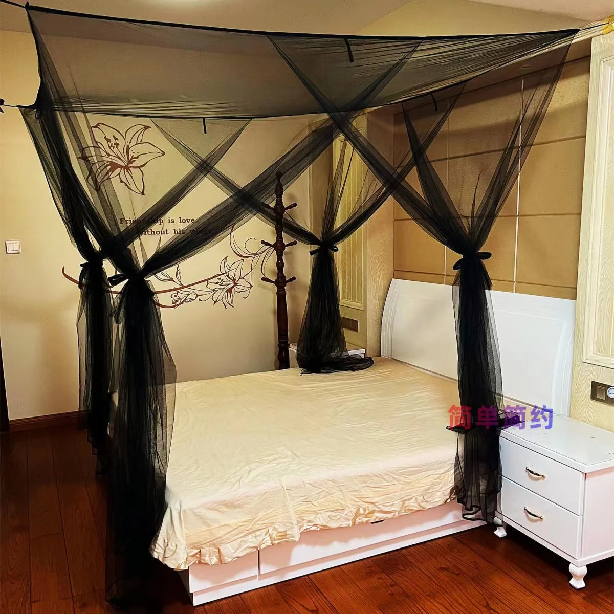 Черно-белая универсальная москитная сетка для спальни не требующая установки