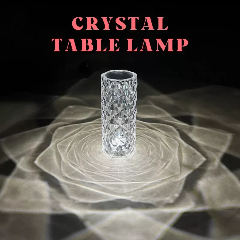 

2023NEW 16 Color LED Crystal Table Lamp Masonry Design Bedroom Table Lamp Luxury Home Decoration Desk Lamp Tools Dropshipping
