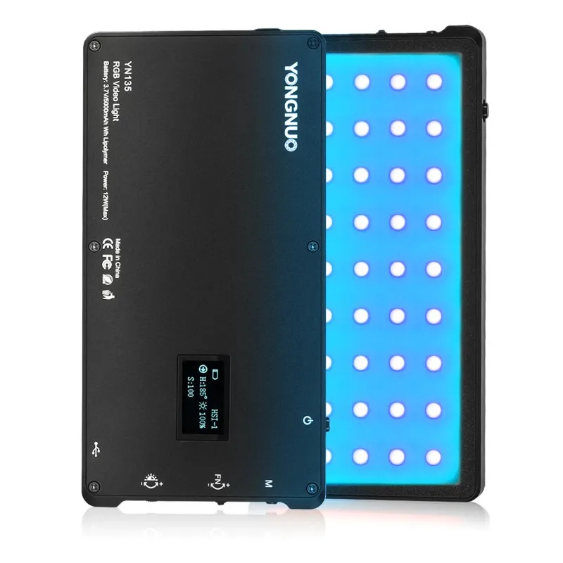 

YONGNUO YN135 Mini 12W RGB LED Video Pocket Lights Dimmable 14 Effects Built-in Battery with OLED For Vlog Live Streaming