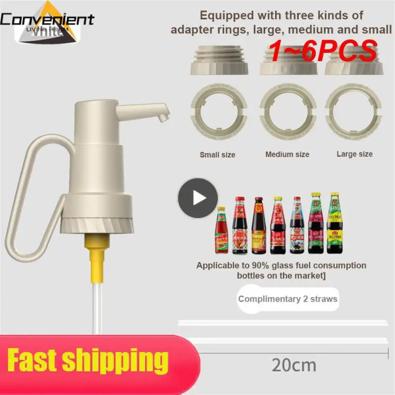 

1~6PCS Universal Tightly Seal Dispenser Pump W/Handle ABS Tomato Sauce Oyster Press Pump Reusable Bottle Head Head Kitchen