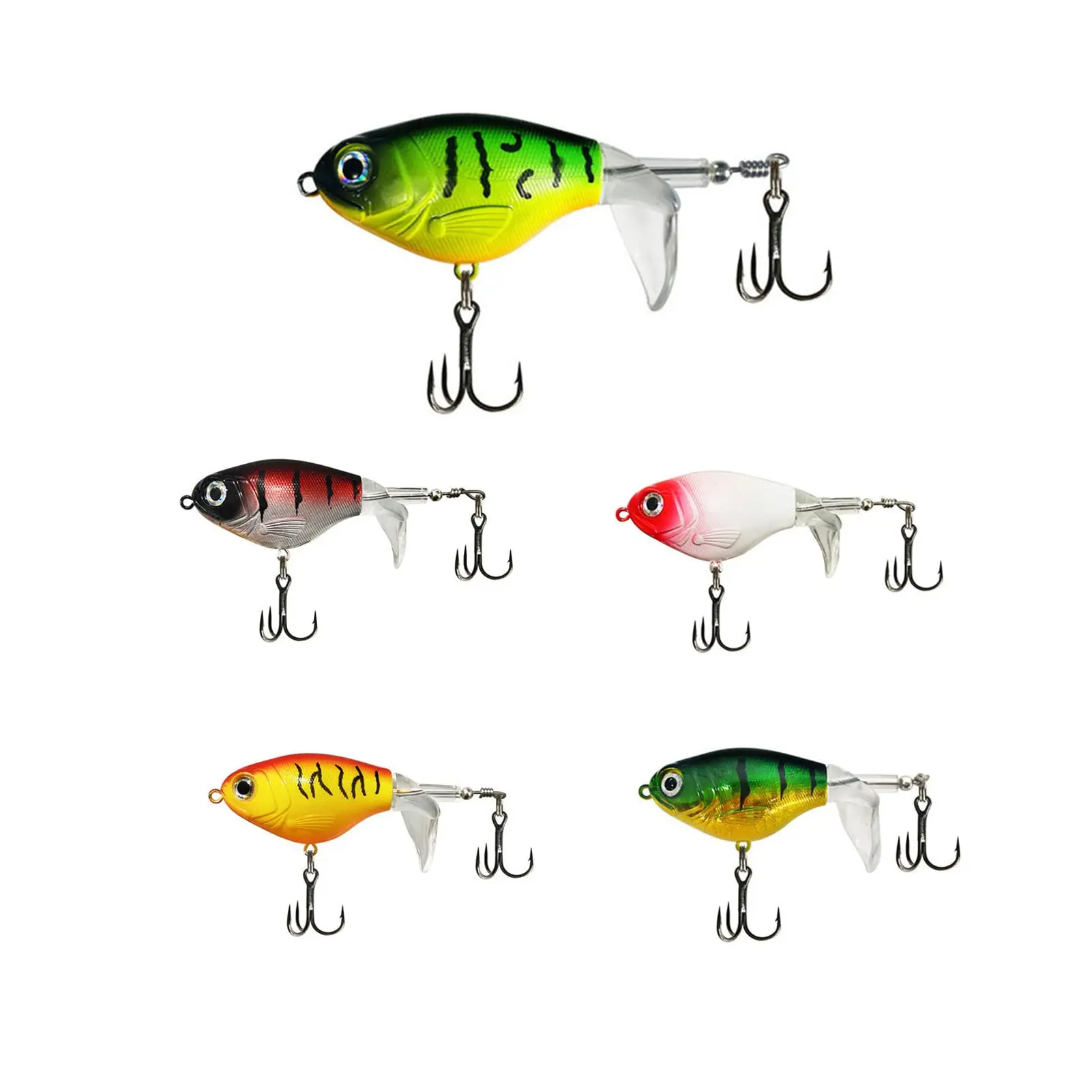 5 Pack Fishing Lures Set Topwater Baits With Floating Tractor Rotating Tail Propeller Box Artificial Surface Hard Lure