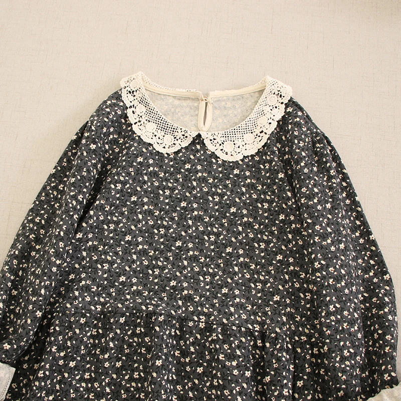 Женское Хлопковое платье с цветочным принтом винтажное миди в японском стиле