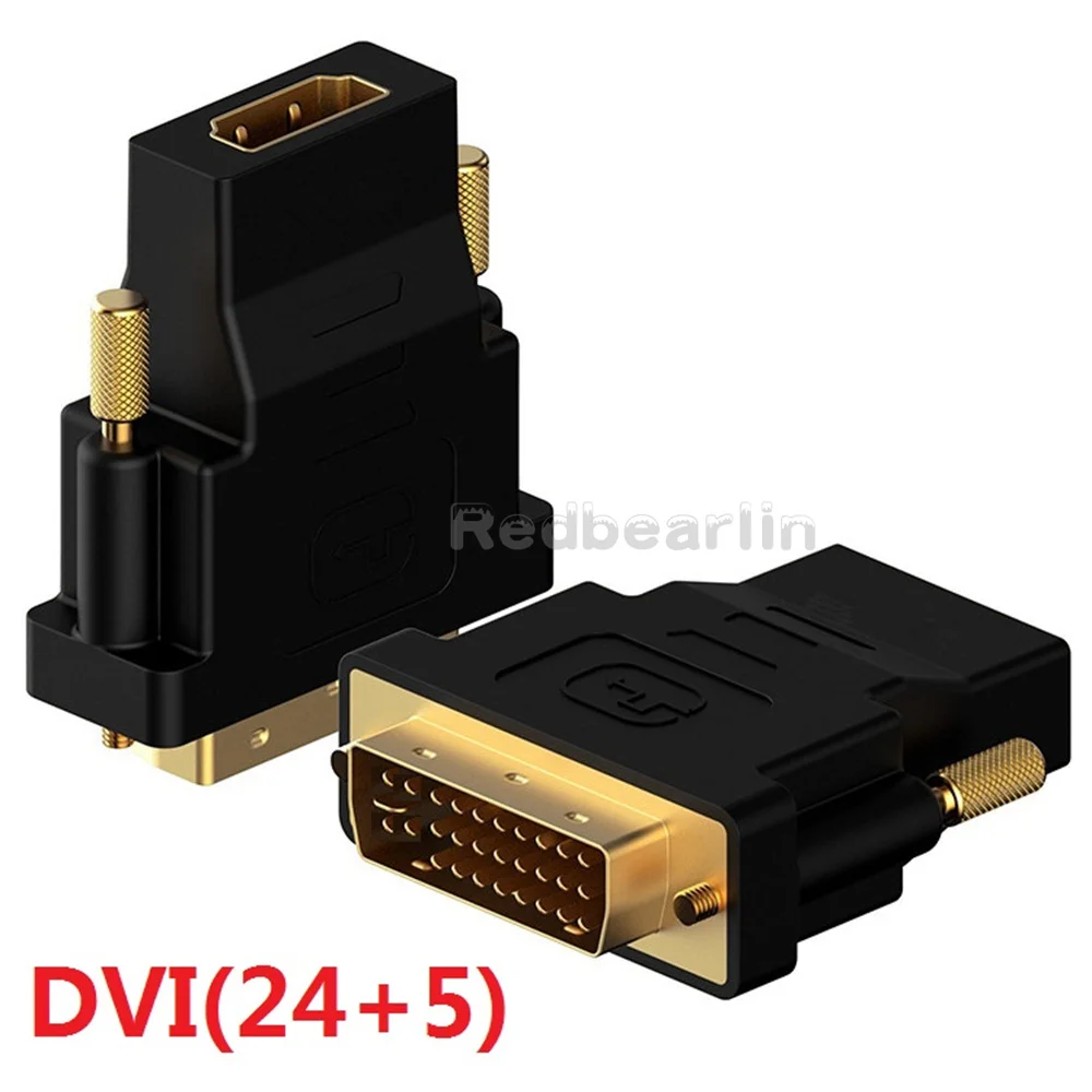 

100 шт., адаптер DVI 24 + 5 штекер на HDMI-совместимый с женским конвертером, адаптер DVI с поддержкой 1080P для проектора HDTV, позолоченный адаптер