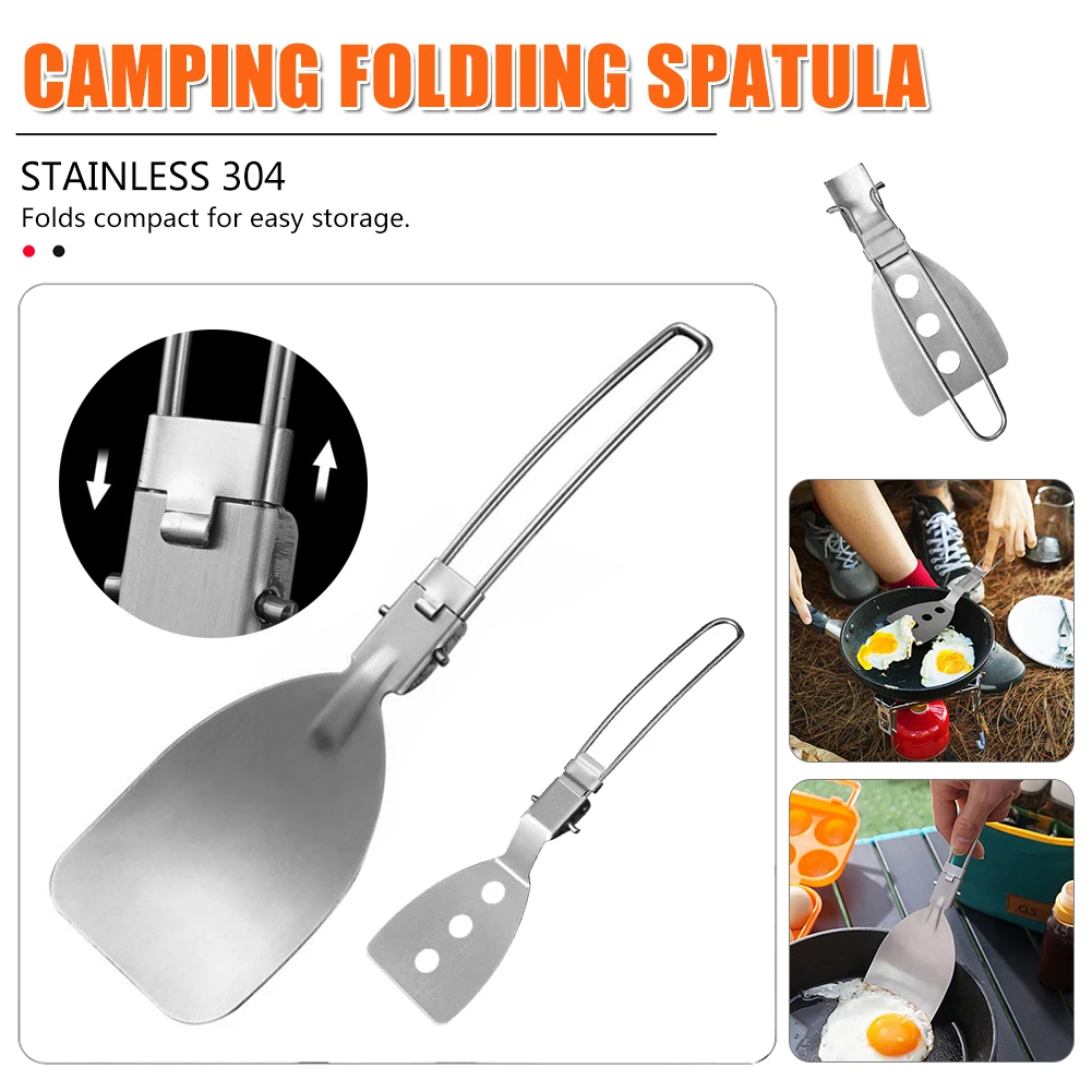 

Foldable Spatula Food Turner Steak Frying Shovel With Handle Stainless Steel Outdoor Camping Picnic Cooking BBQ Accessories