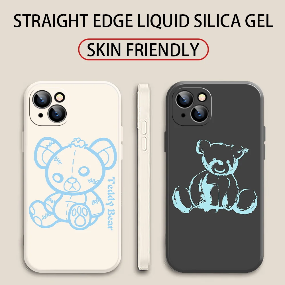 

Painted Cartoon Bear Fashion New Phone Cases For iPhone 13 12 11 Mini Pro X XS XR Max 8 7 6S 6 Plus Silicon TPU Soft Cover Funda