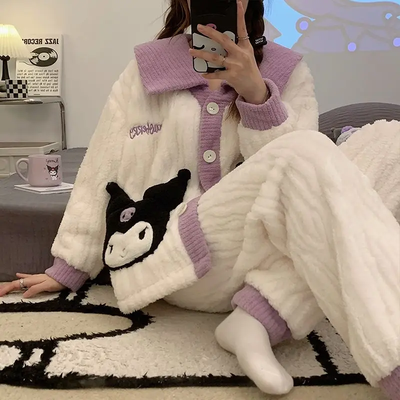 

Пижама Sanrio Clow женская зимняя утепленная бархатная мягкая Коралловая флисовая, новый мультяшный фланелевый домашний костюм