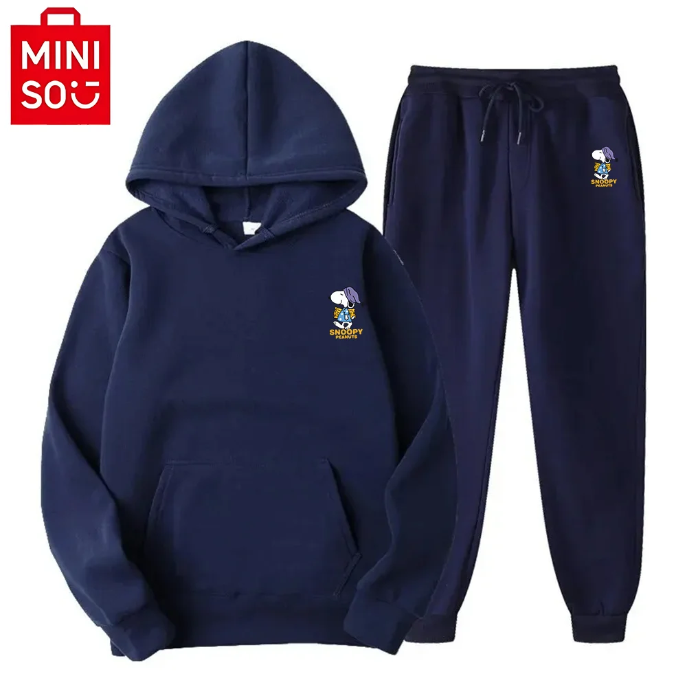 2024 Miniso модный уличный пуловер с капюшоном С Карманами Кенгуру длинными рукавами