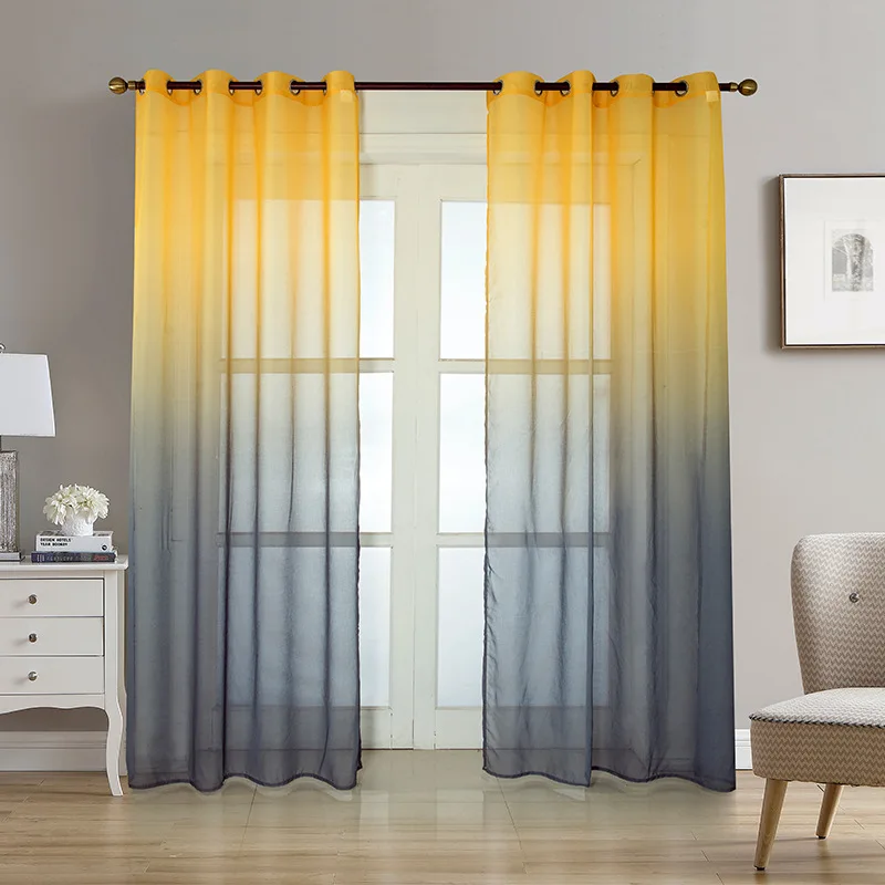 

New Sheer Mesh Curtain for living room bedroom Home Decor gradient color Windows Curtains