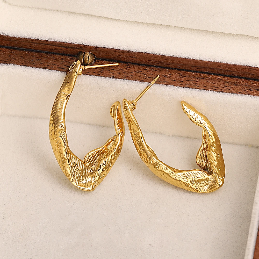 Greatera серьги-кольца из нержавеющей стали с неровной текстурой для женщин