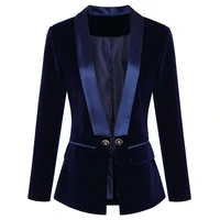 party elegant blazers women autumn winter jackets fashion lapel slim velvet suit jacket feminino black blue performance coats