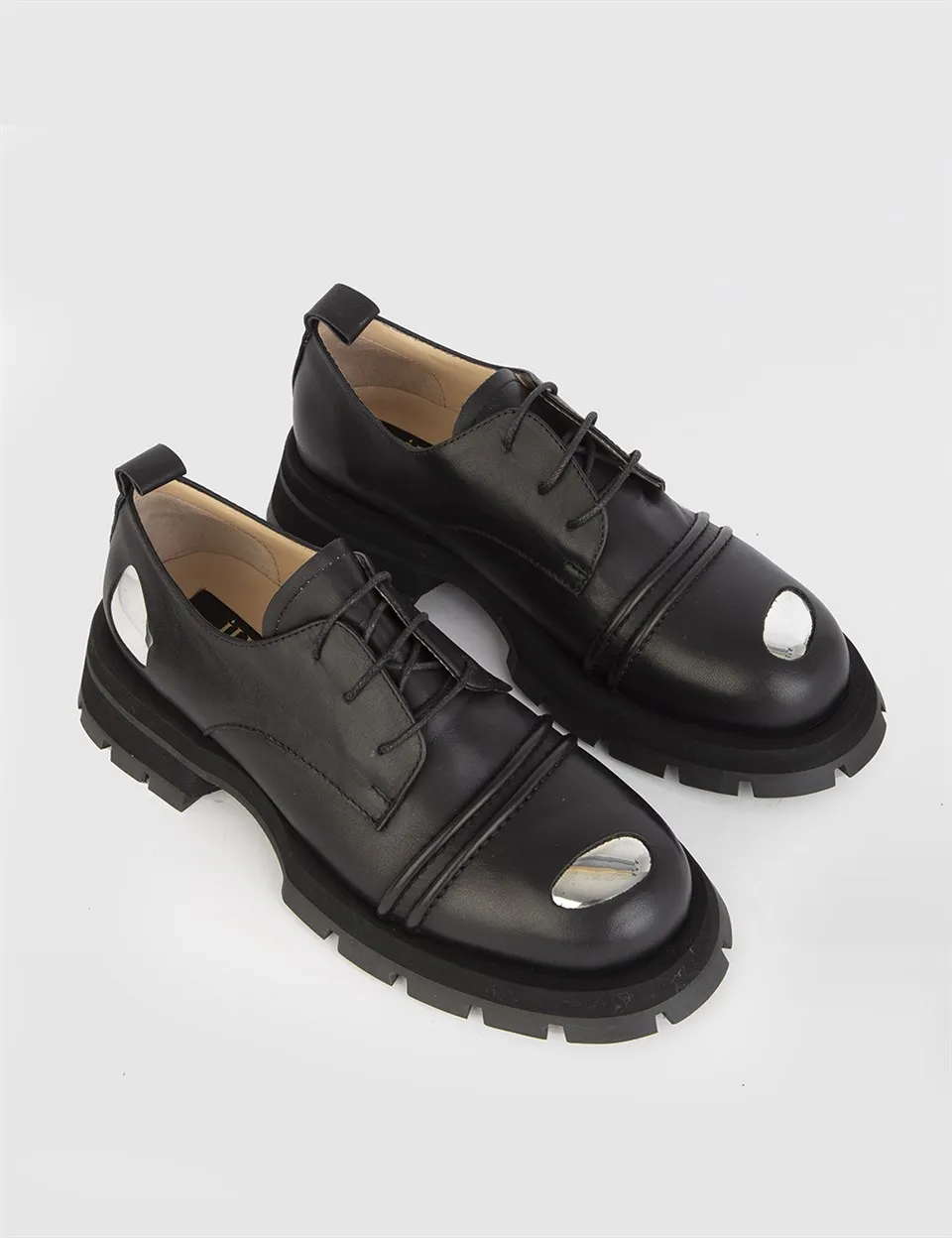 

ILVi-Genuine Leather Handmade Deca Black Leather Women's Oxford Women Shoes 2021 Fall/Winter