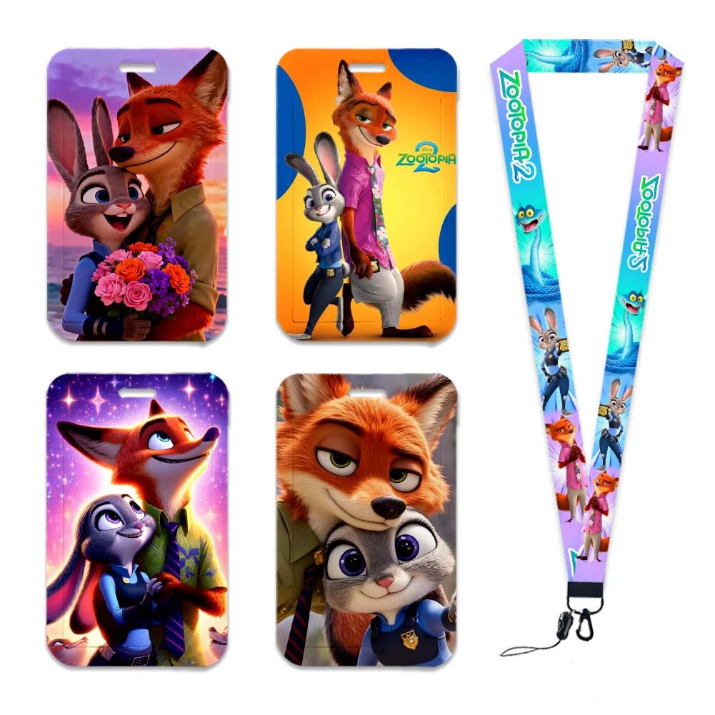 Фото Новый держатель для идентификационных карт Judy Zootopia 2, ремешки для дверных пропуска, чехол для карт, подвесной держатель для значка на веревке, шейный ремешок, значок для карт, подарок №3
