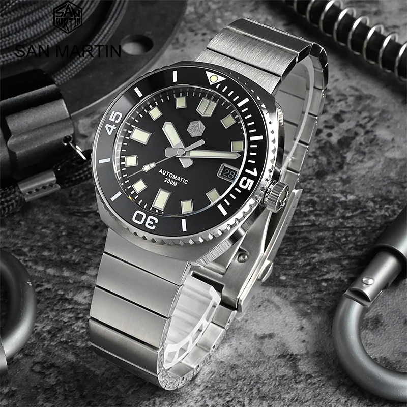 

San Martin Men Diver Watch Sport Automatic Mechanical Wristwatch 40.5mm Sapphire Diver 200M Waterproof C3 Luminous Watches