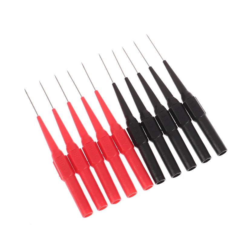 

Тестовый зонд, изоляционная игла для пирсинга, бесразрушительный мультиметр, тестовый зонд, измерительное устройство, красный/черный, 30 в, для вилки типа банан, 10 шт.