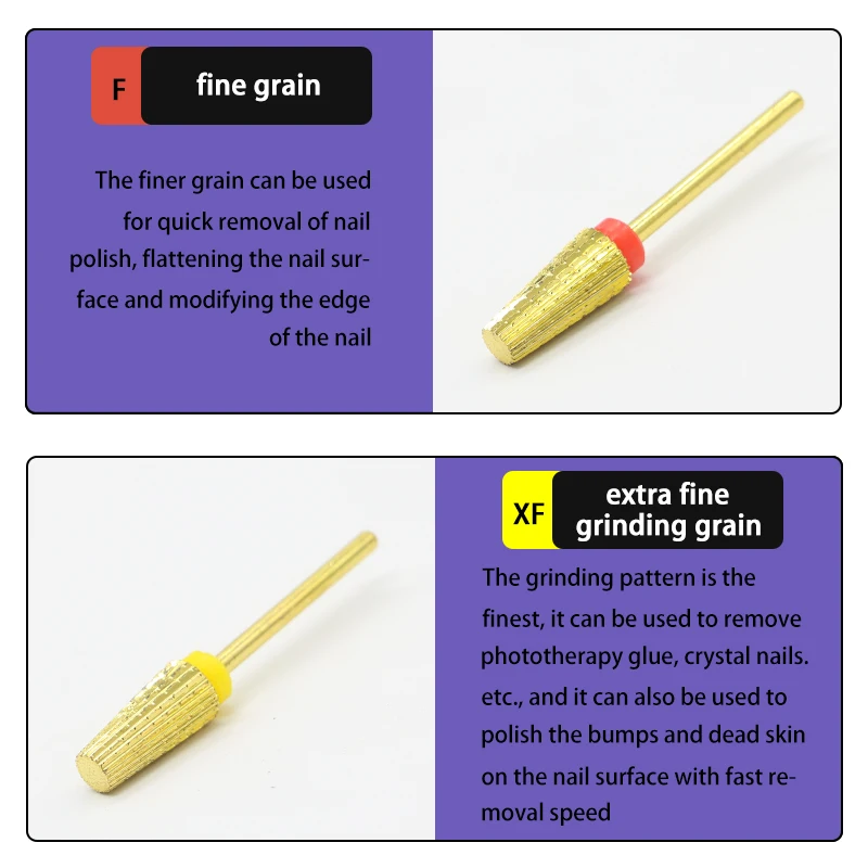 5 в 1 конические 3/32 карбидные фрезы для ногтей с режущими сверлами магнитного геля