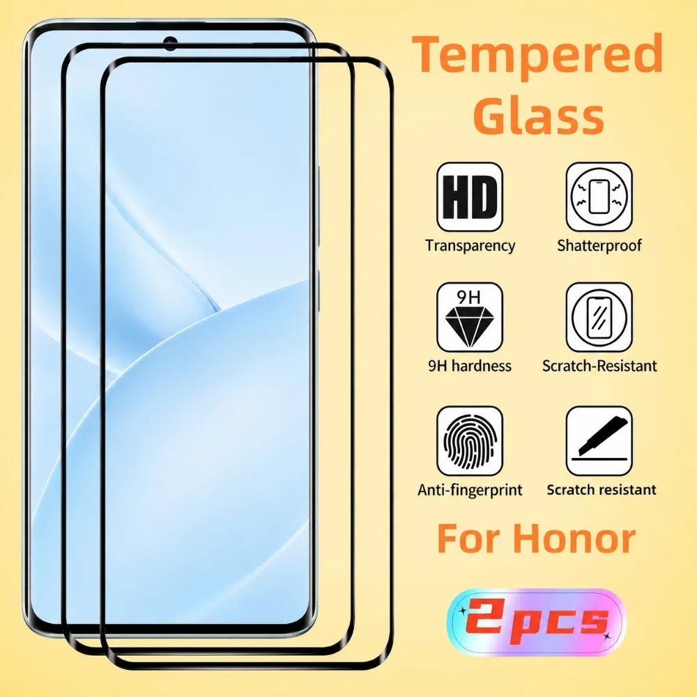 Фото Защитное стекло на весь экран (2 шт.) для Honor Magic 8 7 6 Pro Lite X9a X9b X9c, закаленное стекло для Honor 600 500 400 Pro 300 200 100 №1