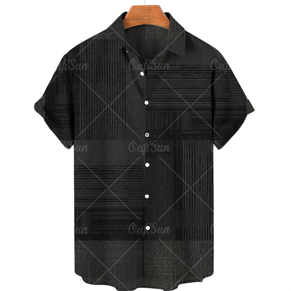 

2022 Summer New Men's Art Oil Painting Printed Shirt Couple Fashion Short Sleeve Cool Thin Loose Hawaiian Beach Harajuku Shirt