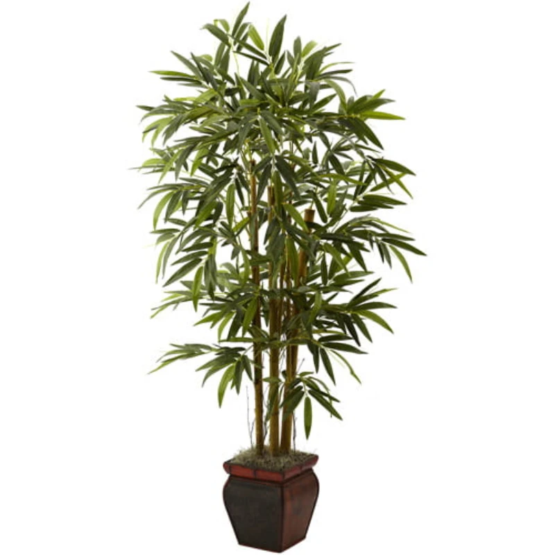 

5.5' Bamboo Artificial Plant with Decorative Planter, Green