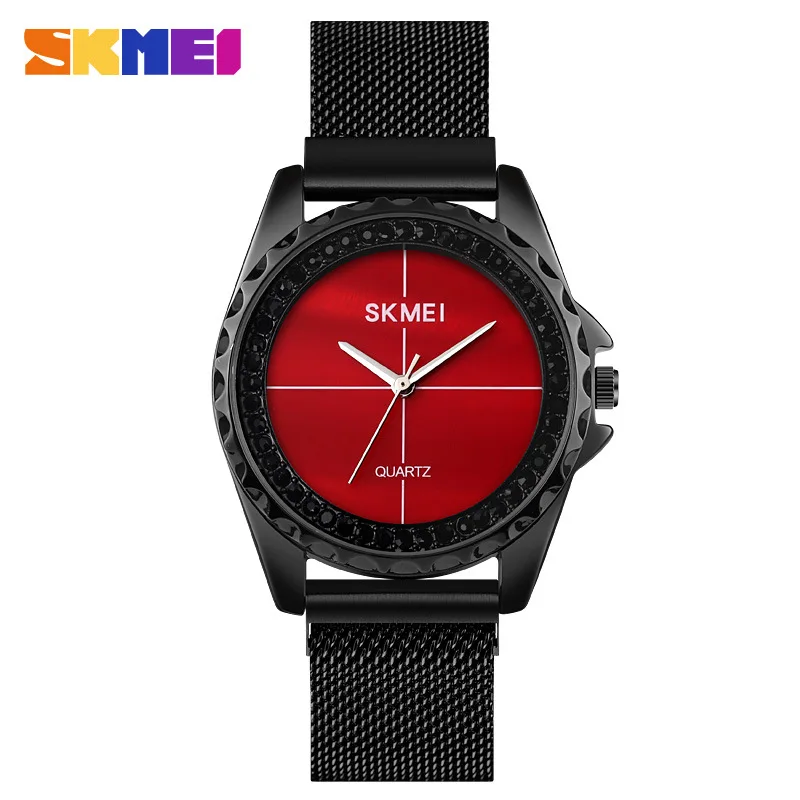 Skmei Fashion Diamond Shell Casual Waterproof Spiral Stainless Steel Watch Crown Women's Magnetic Snap Quartz Watch