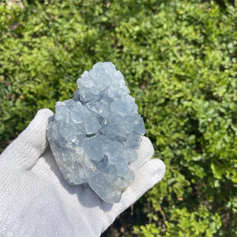 Натуральный голубой целестин кристаллы геод 816г RongDe Jewelry