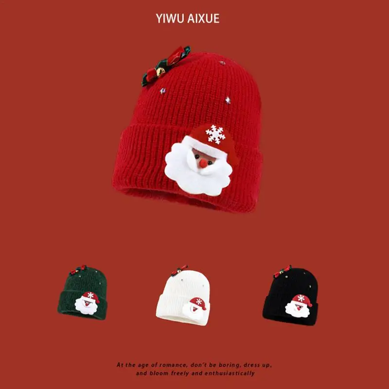 Вязаные шапки для женщин Рождественская зимняя Лыжная шапка с Санта Клаусом