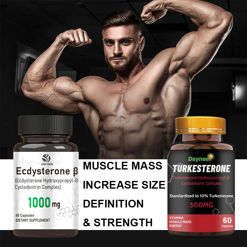 

2 Bottle ecdysterone capsule+Turkestone Capsules Weight Booster Helps Exercise Muscles Burn Fat and Enhance Men's Health