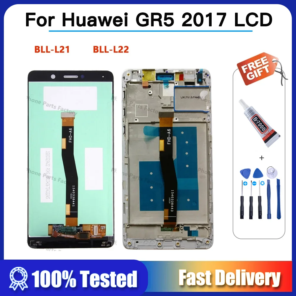 ЖК-дисплей с сенсорным экраном и дигитайзером в сборе для Huawei GR5 5,5 BLL-L21 2017, 100% испытано ЖК-дисплей с сенсорным экраном и дигитайзером в сборе для Huawei GR5 5,5 BLL-L21 2017, 100% испытано