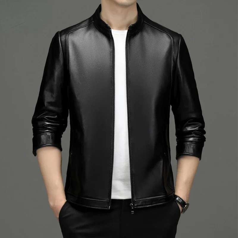 Куртка мужская из натуральной кожи свободная повседневная верхняя одежда с