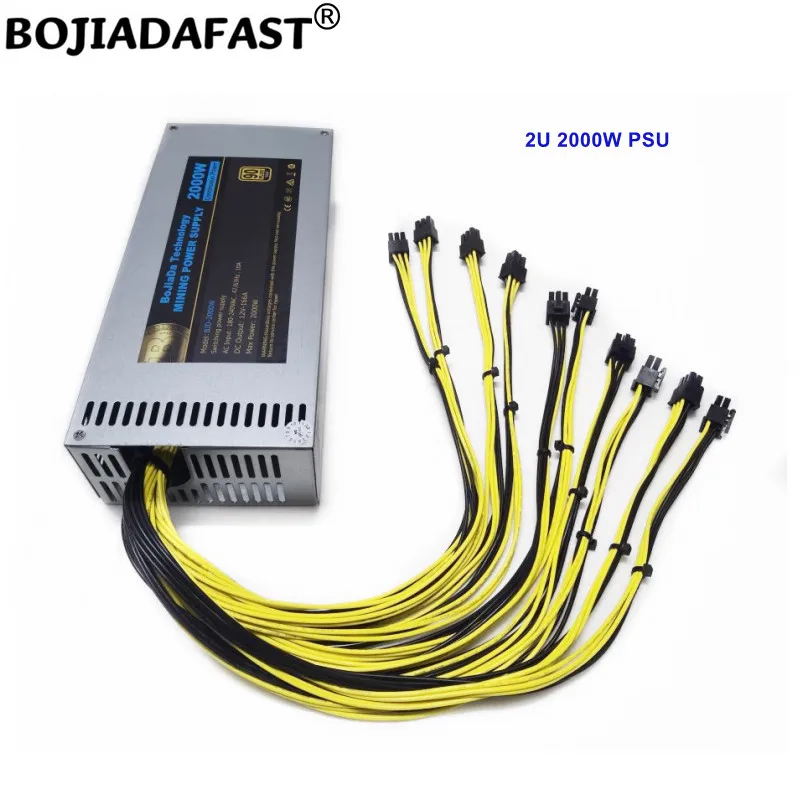 

2000 Вт 2U импульсный источник питания PSU 180 в-240 В с 10 PCI-E 6-контактными штекерными кабелями
