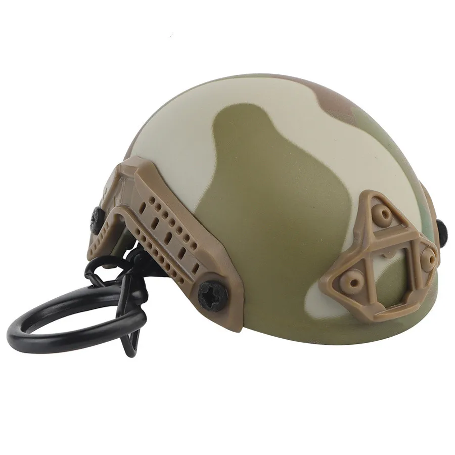 

Camouflage Helmet Keychain Wine Beer Opener Key Organizer Military Soldier Fan Pendant Decorative Ornaments Backpack Charm