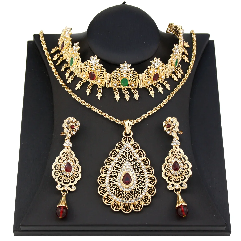18K золотой арабский Свадебный комплект ювелирных изделий для невесты Алжир