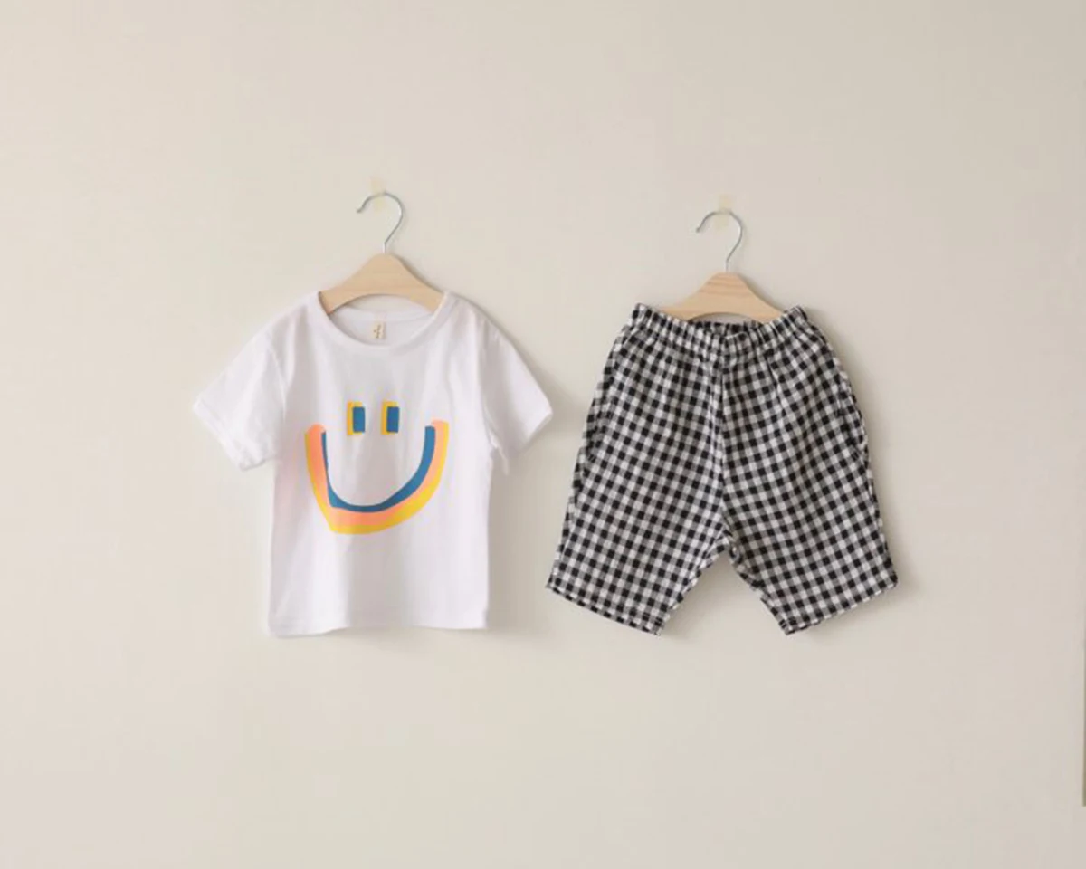 2 шт. детский летний костюм в клетку с шортами