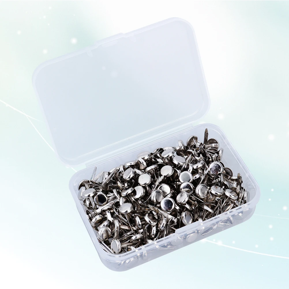 Фото 200pcs Electroplated Two-leg Nails Rust-proof Round Head Metal Fasteners for Crafts Scrapbooking Office Supplies №4