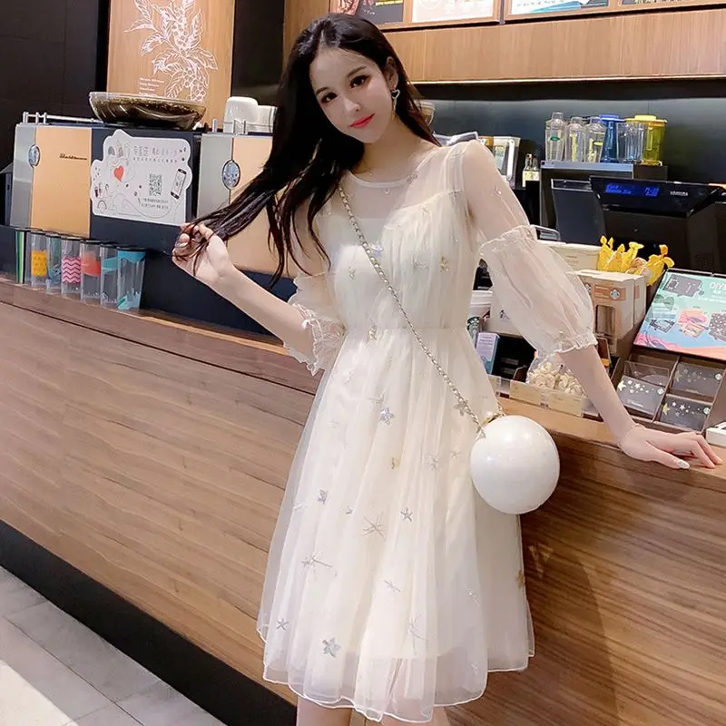 Internet Celebrity Mid-Sleeve Autumn Dress Fairy Lady Super Fairy Mori Style Women's Fashion Clothing Autumn Fashionable Summer