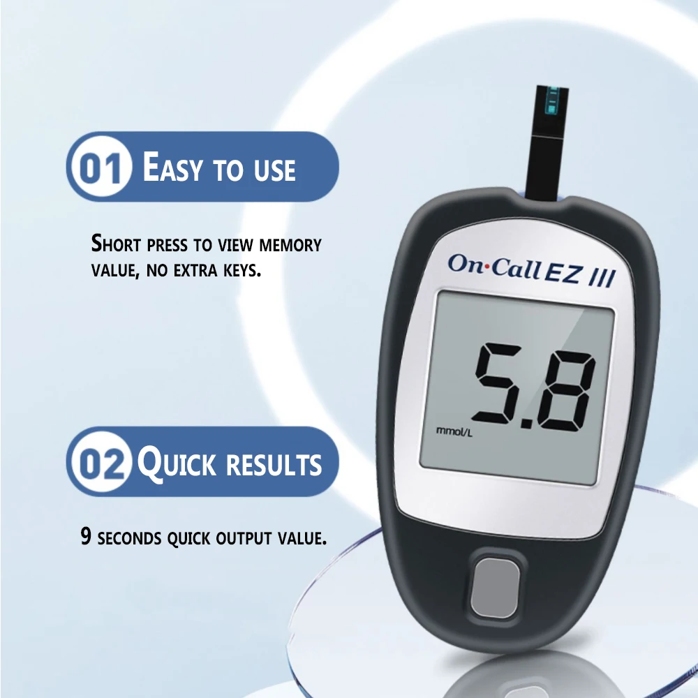Глюкометр On Call EZIII со полосками Тест-полоски для измерения сахара и ланцета Иглы