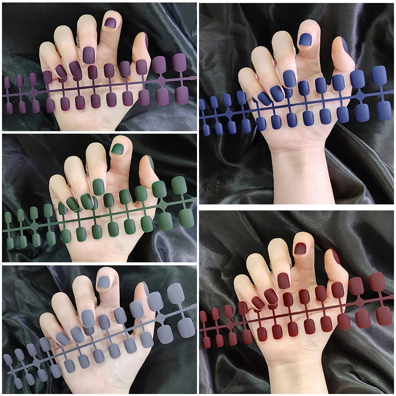 24 шт. короткие накладные ногти нажмите на полное покрытие искусственный маникюр