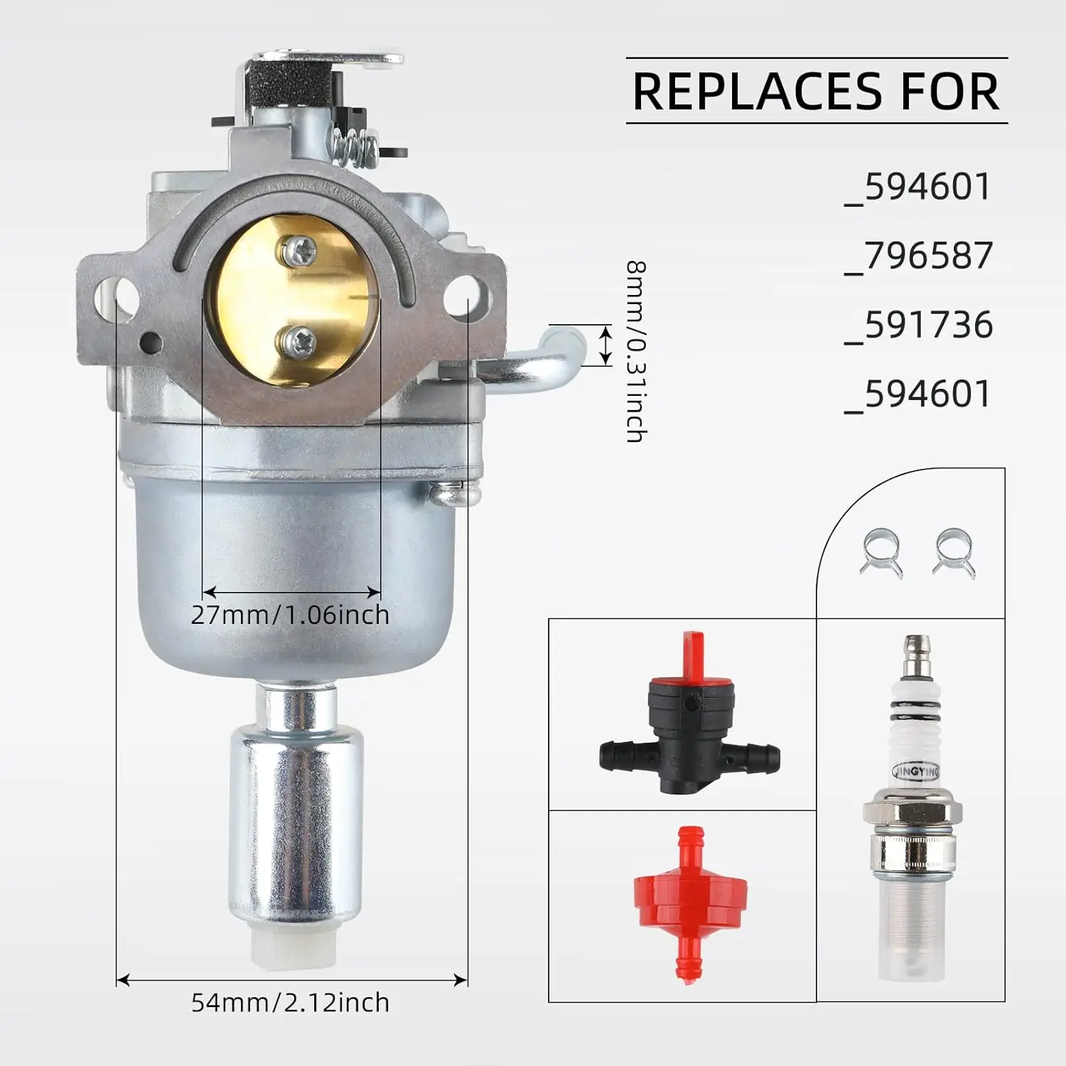 Фото Карбюратор для Briggs Stratton 594601 796587 591736 19-21HP, для тракторов-газонокосилок Craftsman Nikki №2