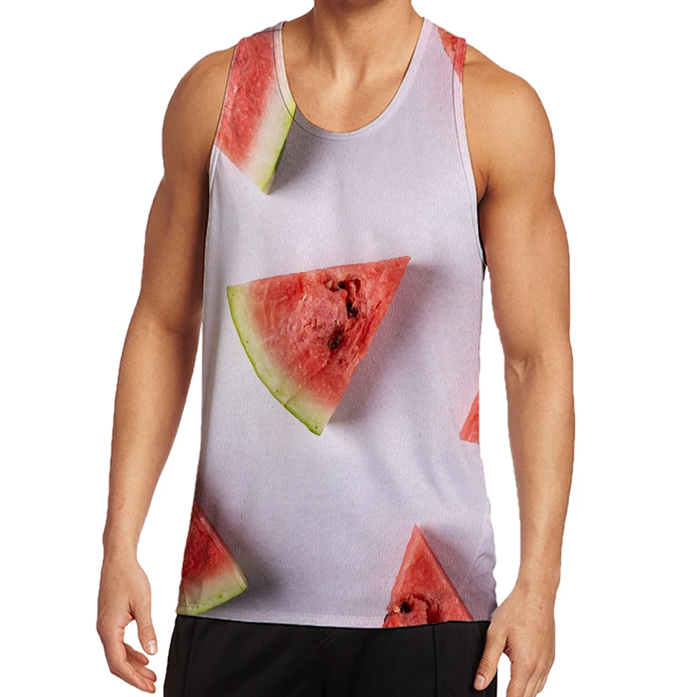 

3 d Summer Fruit Watermelon Slice Vest 3 D Printed Tank Top Men Color Nature Fun Oversize Personality Breathable Casual Clothes